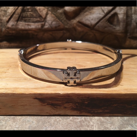 Tory Burch Jewelry - Tory Burch Silver-Tone Logo Bangle Bracelet